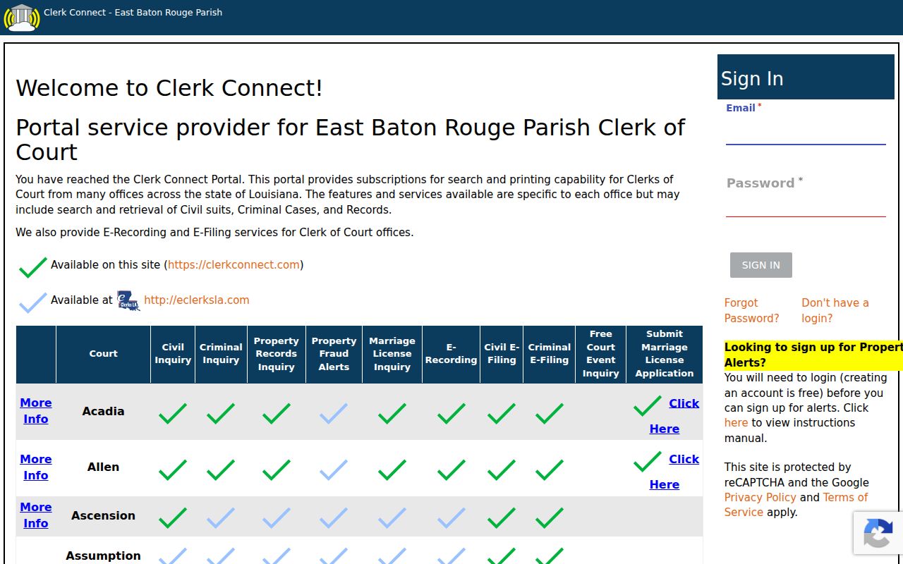 Baton Rouge residents directory ClerkConnect land records access